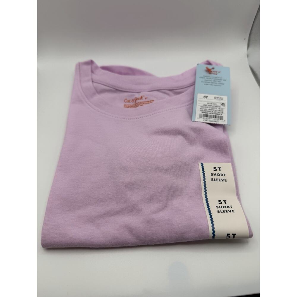 Cat & Jack Toddler Girls' Solid Knit Short Sleeve T-Shirt Size 5T Light Purple‎ - Picture 2 of 3